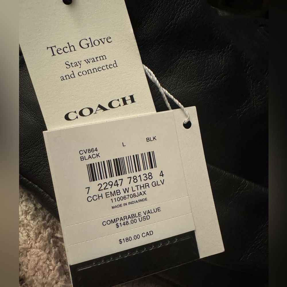 Coach Black Leather Gloves - Picture 2 of 6